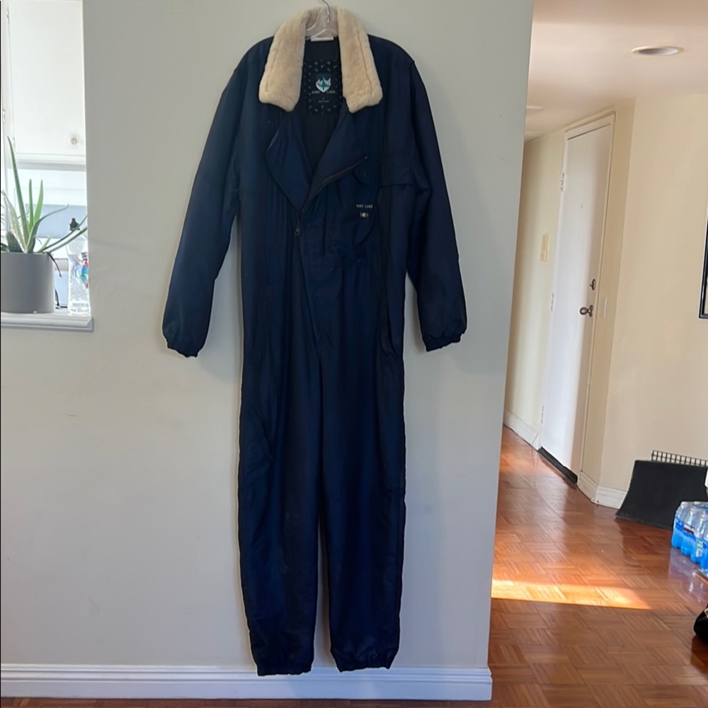 Ski coverall POST CARD by DARIO TALENTI in beautiful navy blue with Cream Collar